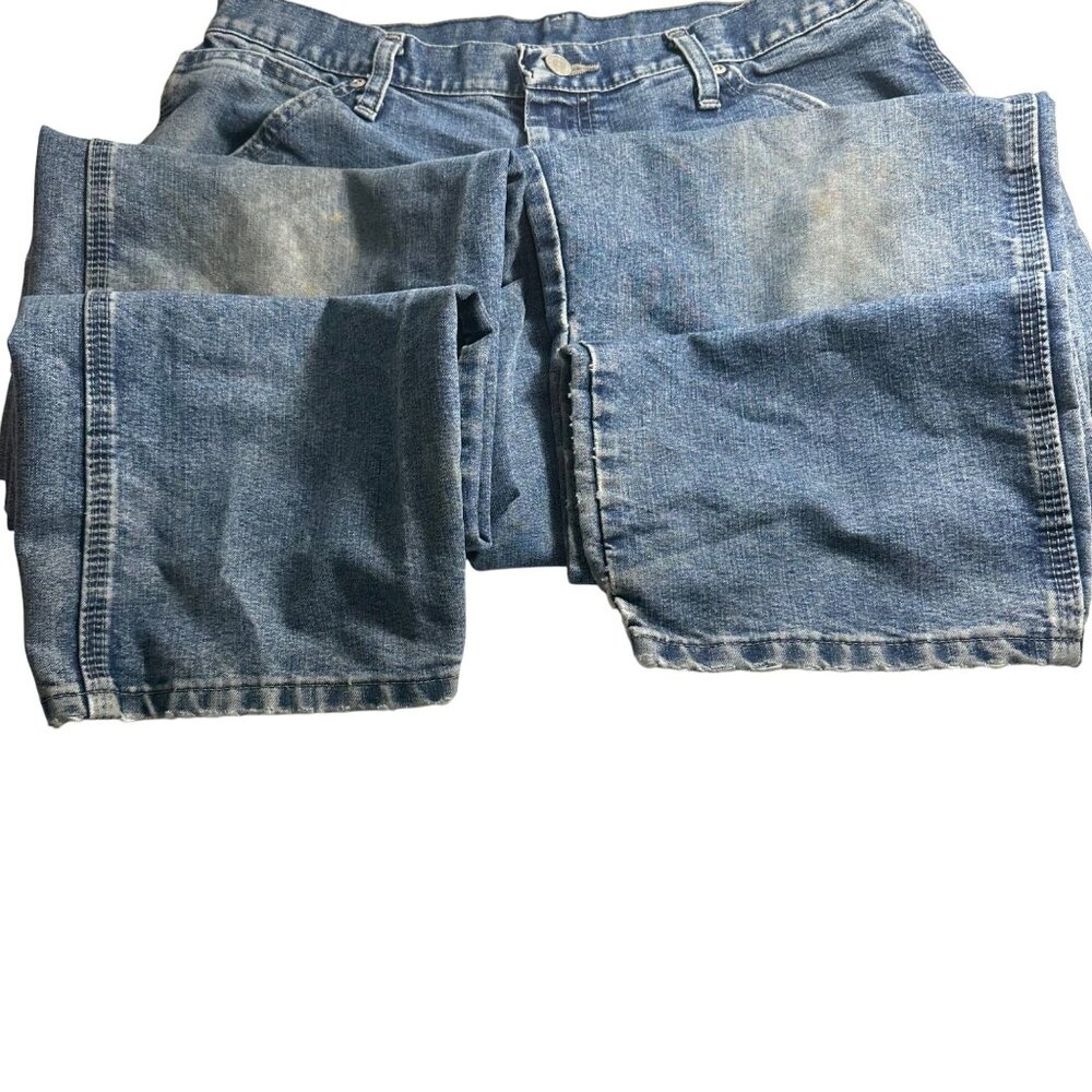 Authentic Issue Thrashed Wrangler Mens Relaxed Denim Carpenter Jeans SZ 32x34 - Picture 7 of 16